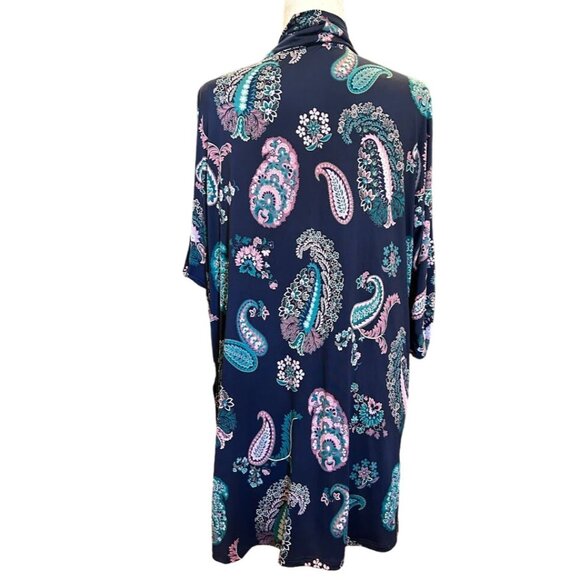 Floral Paisley Print Kimono Cardigan Size L By The ZigZag‎ Stripe In Navy & Pink - Picture 5 of 6
